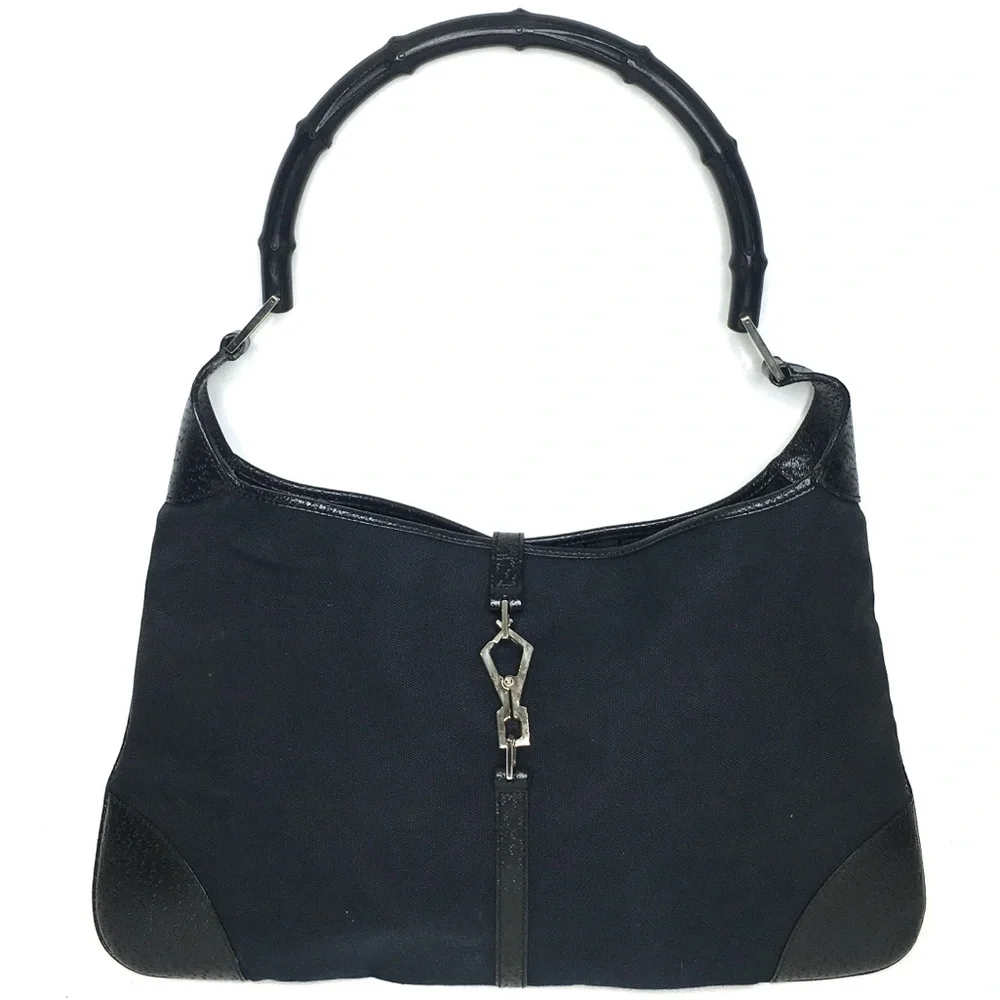 Authentic Gucci Jackie hobo bag black canvas